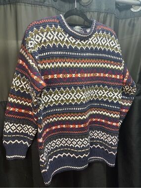 Hand Knit 100% cotton heavy grandpa sweater